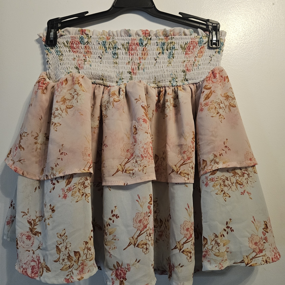 Rue21 Floral A-Line Skirt - Pink and Cream